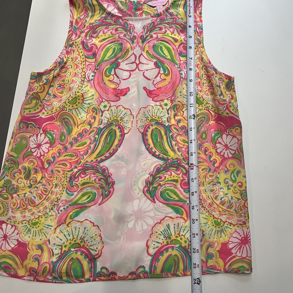 Lilly Pulitzer Iona Sleeveless Silk Tank Top Bitty Pink Double Trouble Small - Picture 7 of 7